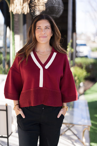 Mulled Wine Knit Top - barndoorboutiquetn