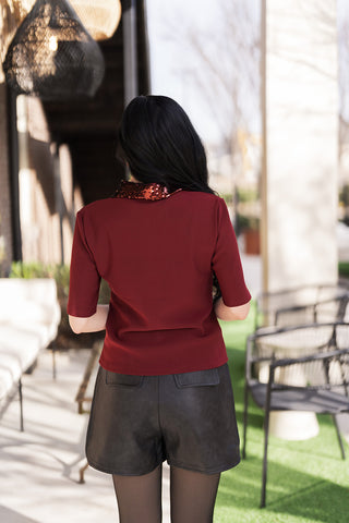 Merlot Collared Top - barndoorboutiquetn
