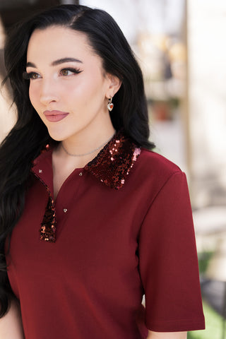 Merlot Collared Top - barndoorboutiquetn