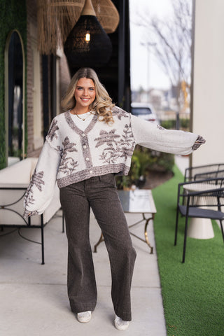 Cocoa Flower Cardigan - barndoorboutiquetn