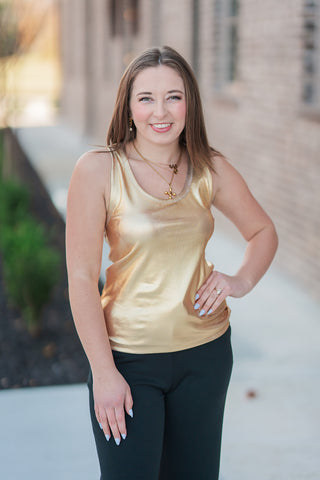 Mirrorball Metallic Tank - barndoorboutiquetn