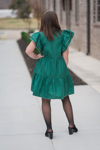 Pine Needle Ruffle Dress - barndoorboutiquetn