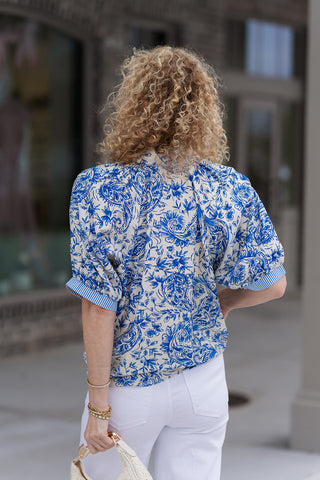 Mediterranean Muse Blouse - barndoorboutiquetn