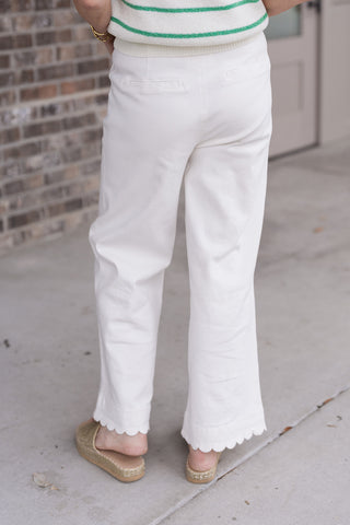 Scalloped Shoreline Wide-Leg Pants - barndoorboutiquetn