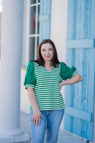 Fae Striped Blouse - barndoorboutiquetn