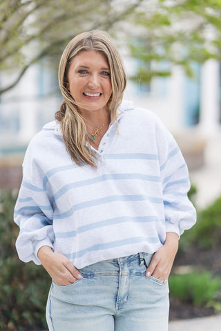 Addison Striped Polo Sweatshirt - barndoorboutiquetn
