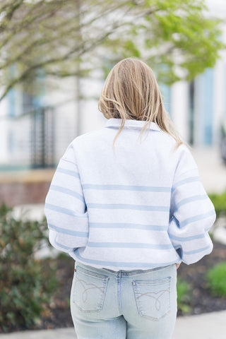 Addison Striped Polo Sweatshirt - barndoorboutiquetn