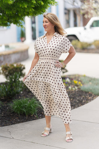 Toasted Almond Midi Dress - barndoorboutiquetn