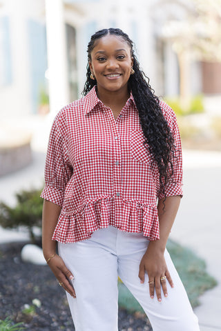 Berry Sweet Gingham Top - barndoorboutiquetn