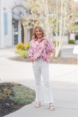 Rosy Daydream Floral Shirt - barndoorboutiquetn