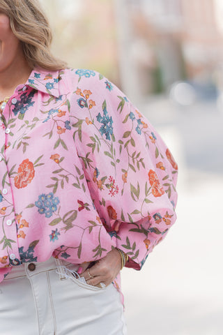 Rosy Daydream Floral Shirt - barndoorboutiquetn