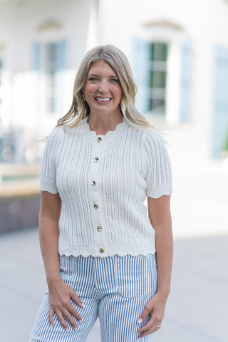 Champagne Scallop Knit Top - barndoorboutiquetn