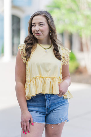 Lemonade Lace Tank - barndoorboutiquetn