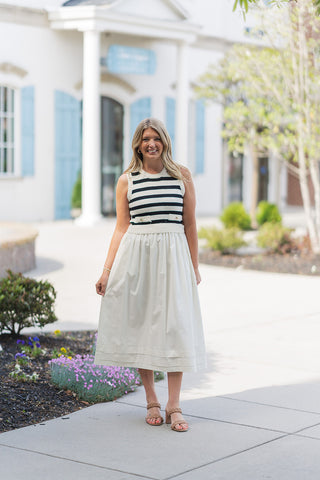 First Class Striped Midi Dress - barndoorboutiquetn