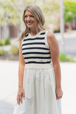 First Class Striped Midi Dress - barndoorboutiquetn