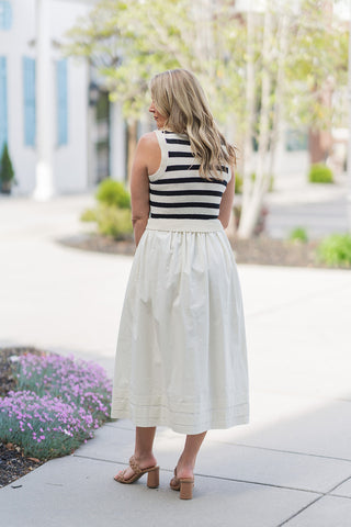 First Class Striped Midi Dress - barndoorboutiquetn