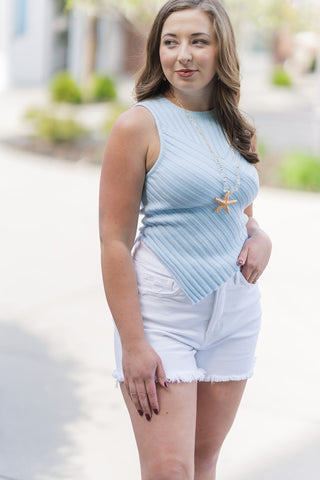 Powder Blue Prism Top - barndoorboutiquetn