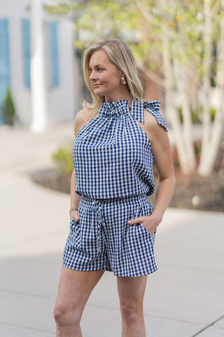 Marina Gingham Halter Top - barndoorboutiquetn