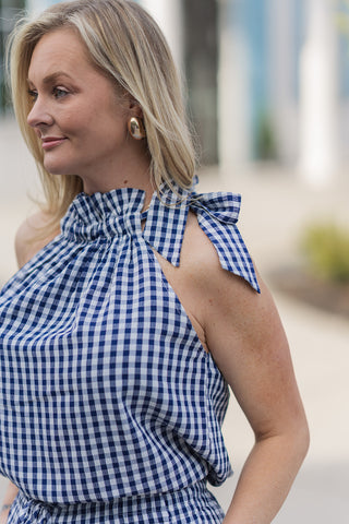 Marina Gingham Halter Top - barndoorboutiquetn