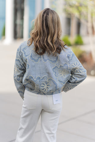 Seaside Stitched Bomber Jacket - barndoorboutiquetn