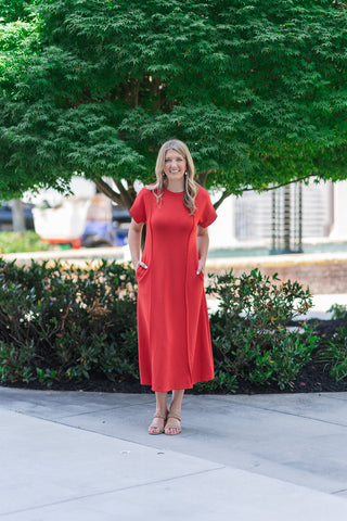 Crimson Comfort Knit Dress - barndoorboutiquetn