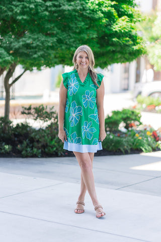 Island Fern Embroidered Dress - barndoorboutiquetn