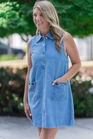 Blue Jean Baby Mini Dress - barndoorboutiquetn