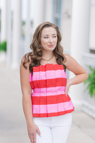 Pink Paradise Peplum Top - barndoorboutiquetn