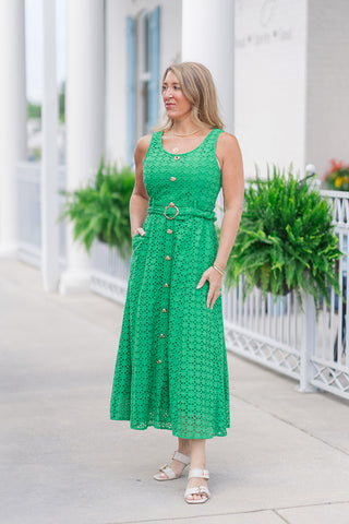 The Belted Basil Midi Dress - barndoorboutiquetn
