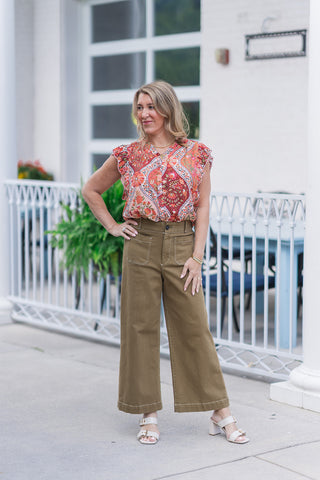 Havana Heat Ruffle Top - barndoorboutiquetn