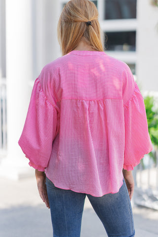 Pink Lemonade Pinstripe Top - barndoorboutiquetn