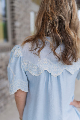 Ocean Mist Eyelet Top - barndoorboutiquetn