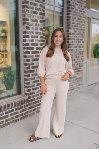 Softies Terry Crew Neck Pants Set - barndoorboutiquetn