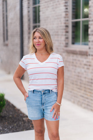 Z Supply Striped Modern V-Neck Tee - barndoorboutiquetn