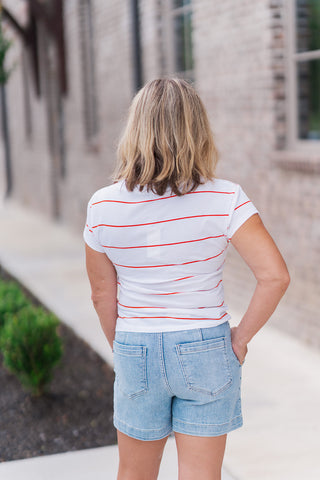 Z Supply Striped Modern V-Neck Tee - barndoorboutiquetn