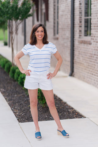 Z Supply Striped Modern V-Neck Tee - barndoorboutiquetn