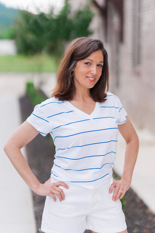 Z Supply Striped Modern V-Neck Tee - barndoorboutiquetn