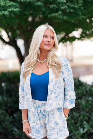Azure Bloom Blazer - barndoorboutiquetn