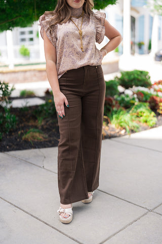 Espresso Edge Flare Pants - barndoorboutiquetn
