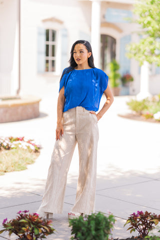 Sapphire Plisse Blouse - barndoorboutiquetn