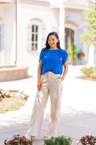 Sapphire Plisse Blouse - barndoorboutiquetn