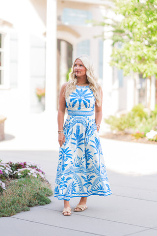 Palm Mirage Midi Dress - barndoorboutiquetn