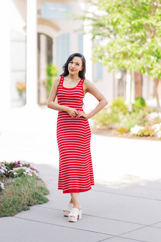 Crimson Drift Midi Dress - barndoorboutiquetn