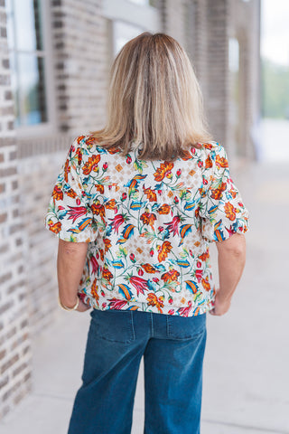 Vibrant Blooms Blouse - barndoorboutiquetn