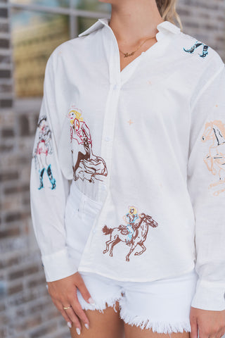 Rodeo Vixen Button Down - barndoorboutiquetn