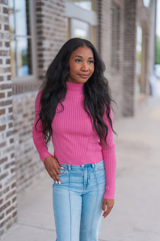 Bubblegum Mock Neck - barndoorboutiquetn