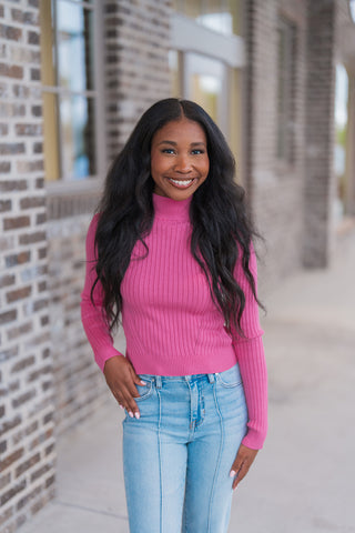 Bubblegum Mock Neck - barndoorboutiquetn