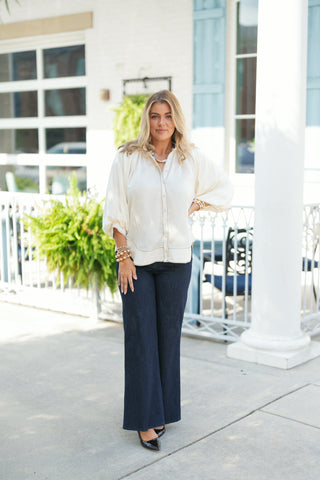 City Chic Stitch Satin Blouse - barndoorboutiquetn