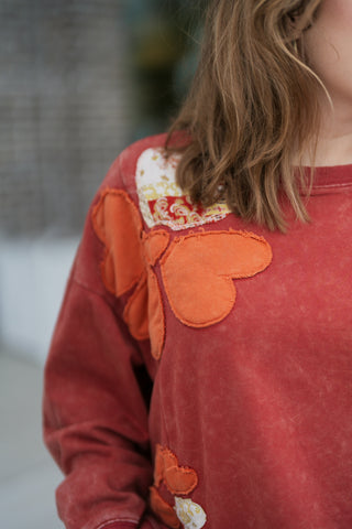 Rust Petal Patch Top - barndoorboutiquetn