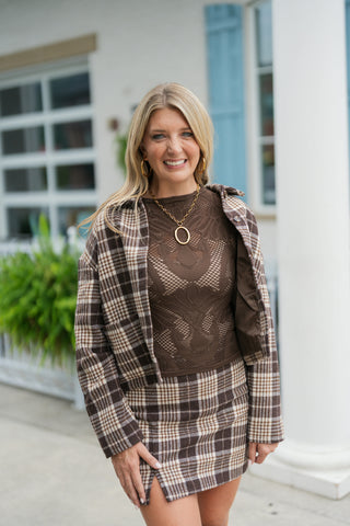 Toasted Marshmallow Plaid Jacket - barndoorboutiquetn